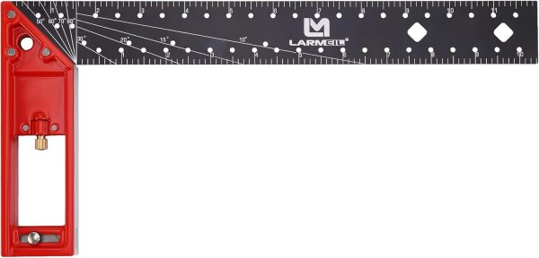 12 Inch Framing Square Carpenter Square, Woodworking Square Ruler, Try Square Tool, T Square Ruler, L Square Ruler, Layout Tool, Right Angle Ruler with Retractable Ledge and Scribe Mark Pin