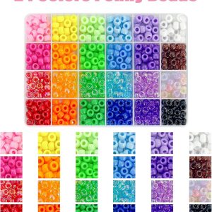 LIS HEGENSA Pony Beads Bulk,Kandi Beads for Necklace Jewelry Making Hair Braiding,Bracelets Making Kits,Hair Bead,Bracelet Beads,Plastic Beads for Crafts Braids Girls(24 Color,1000PCS)