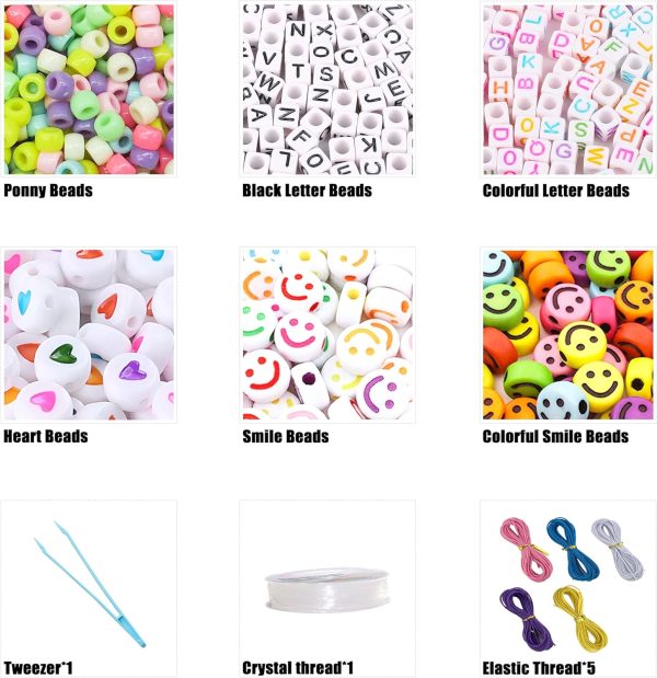 LIS HEGENSA Pony Beads Bulk,Kandi Beads for Necklace Jewelry Making Hair Braiding,Bracelets Making Kits,Hair Bead,Bracelet Beads,Plastic Beads for Crafts Braids Girls(24 Color,1000PCS) - Image 4