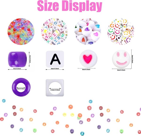 LIS HEGENSA Pony Beads Bulk,Kandi Beads for Necklace Jewelry Making Hair Braiding,Bracelets Making Kits,Hair Bead,Bracelet Beads,Plastic Beads for Crafts Braids Girls(24 Color,1000PCS) - Image 5