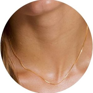 Minimalist Thin Gold Chain 18K Gold Thin Box Chain Necklace Short Small Gold Chain Choker Necklaces for Women