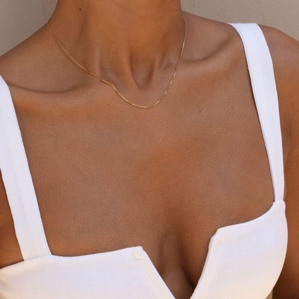 Minimalist Thin Gold Chain 18K Gold Thin Box Chain Necklace Short Small Gold Chain Choker Necklaces for Women - Image 2