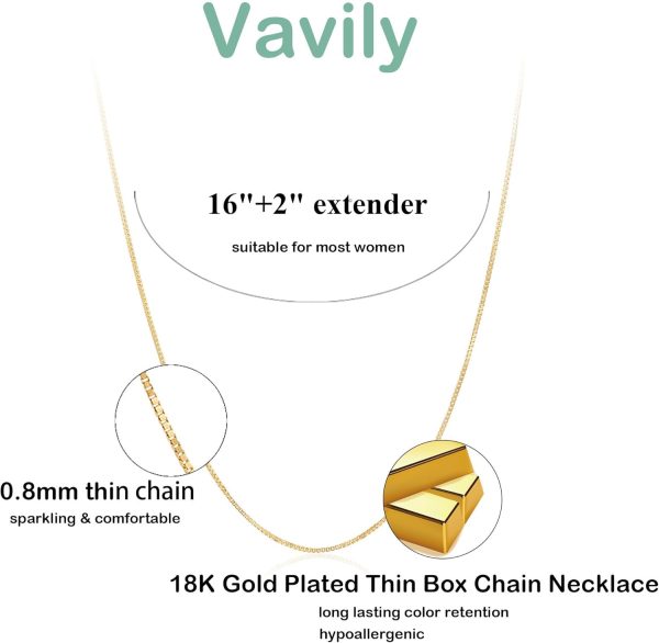 Minimalist Thin Gold Chain 18K Gold Thin Box Chain Necklace Short Small Gold Chain Choker Necklaces for Women - Image 6