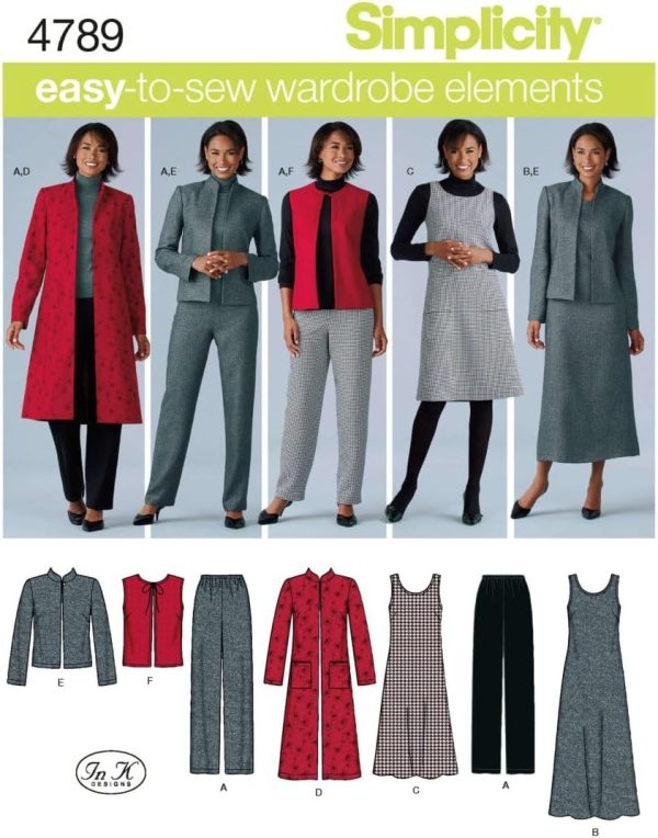Simplicity 4789 Easy-to-Sew Plus Size Pants, Vest, Jacket and Jumper Sewing Pattern for Women by In K Design, Sizes AA (10 -18)