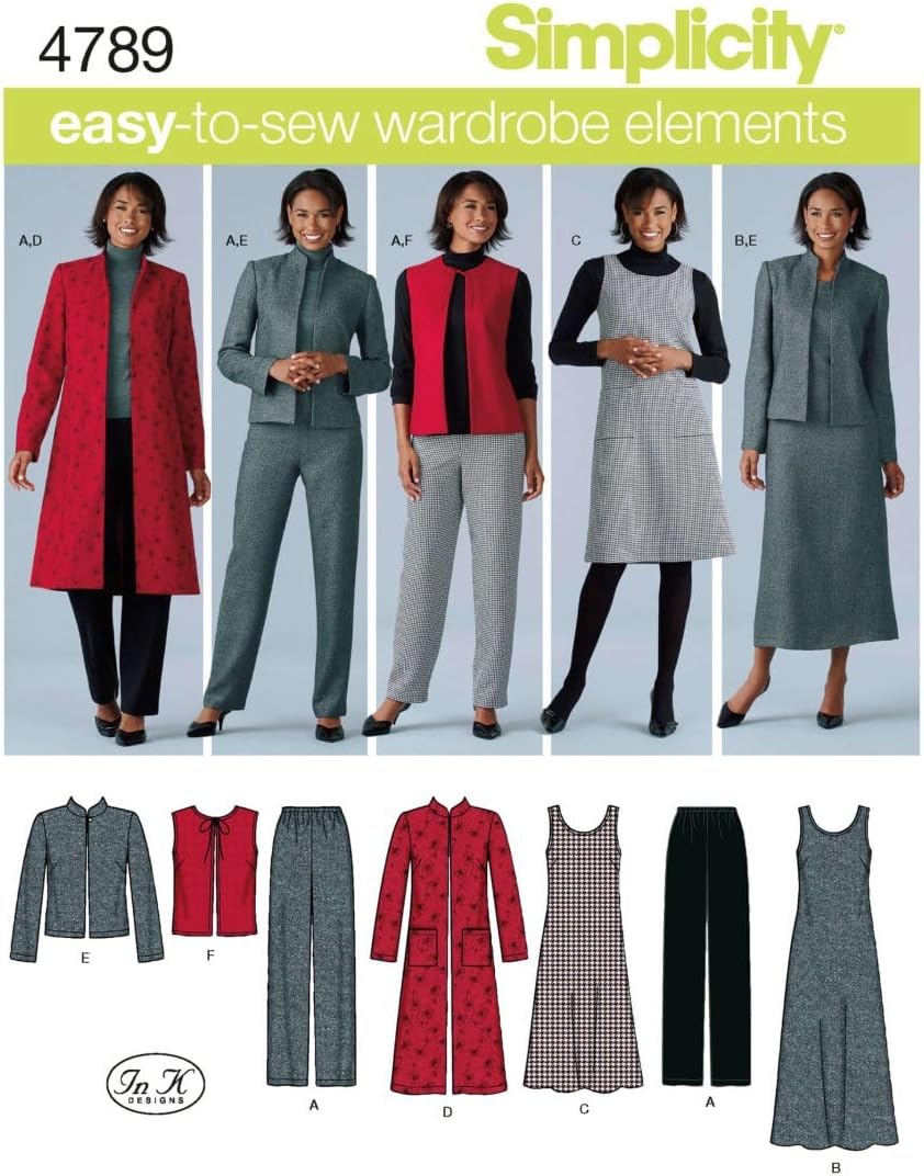Simplicity 4789 Easy-to-Sew Plus Size Pants, Vest, Jacket and Jumper Sewing Pattern for Women by In K Design, Sizes AA (10 -18)