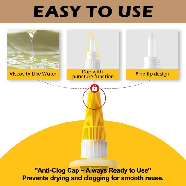 Wood Super Glue Liquid, Clear Instant Cyanoacrylate Adhesive for Wood Crafts Repair Woodworking, All Purpose CA Glue for Shoe Ceramic Plastic Leather Glass Model Metal Pottery Aquarium Porcelain Stone - Image 4