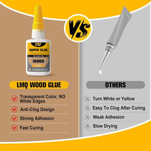 Wood Super Glue Liquid, Clear Instant Cyanoacrylate Adhesive for Wood Crafts Repair Woodworking, All Purpose CA Glue for Shoe Ceramic Plastic Leather Glass Model Metal Pottery Aquarium Porcelain Stone - Image 6